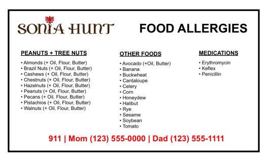 Allergy Card Front